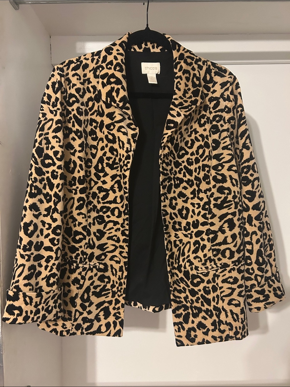 Chico's Leopard Print Blazer in Tan and Black